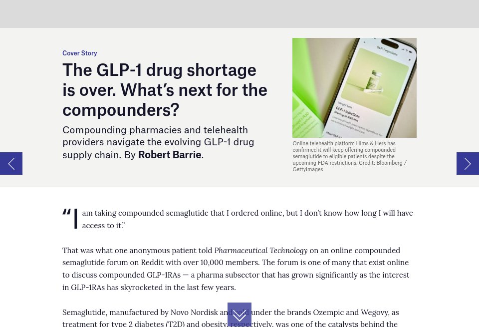 The GLP-1 drug shortage is over. What's next for the compounders? - Pharma  Technology Focus | Issue 154